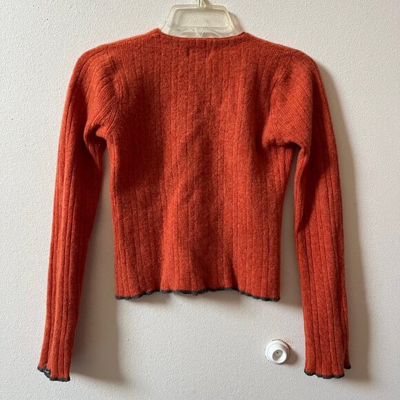 American Eagle Wool Blend Orange Sweater Cardigan Slightly Cropped - Picture 2 of 13